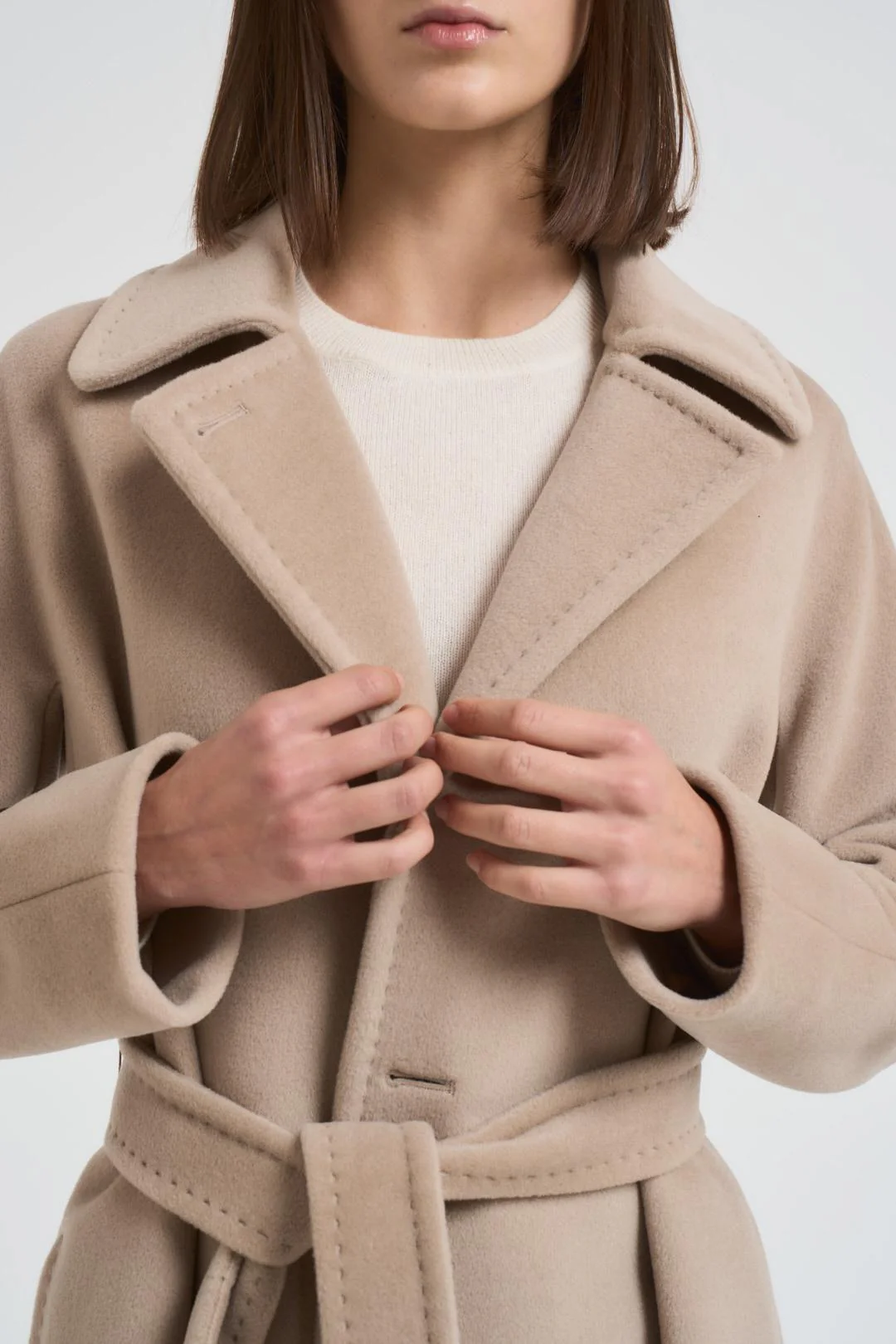 Classic Long Coat With Wide Notched Collar