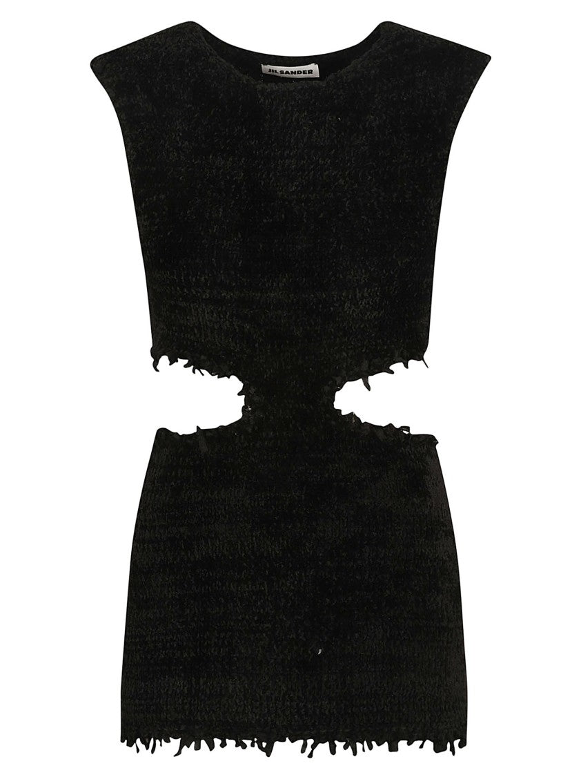 Textured Black Top With Cut-Out Waist