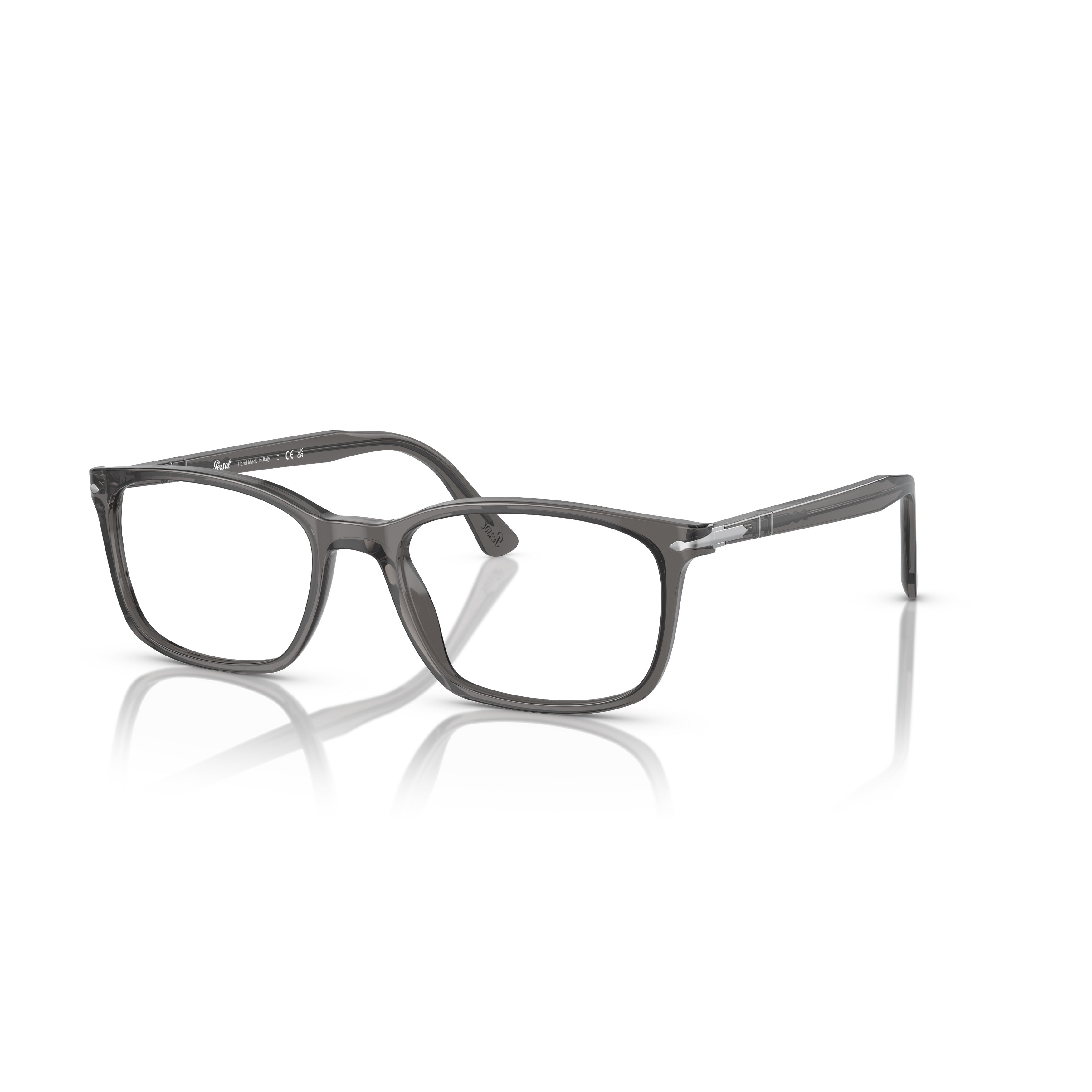 0po3189v Translucent Grey Acetate Eyeglasses with Metallic Accents