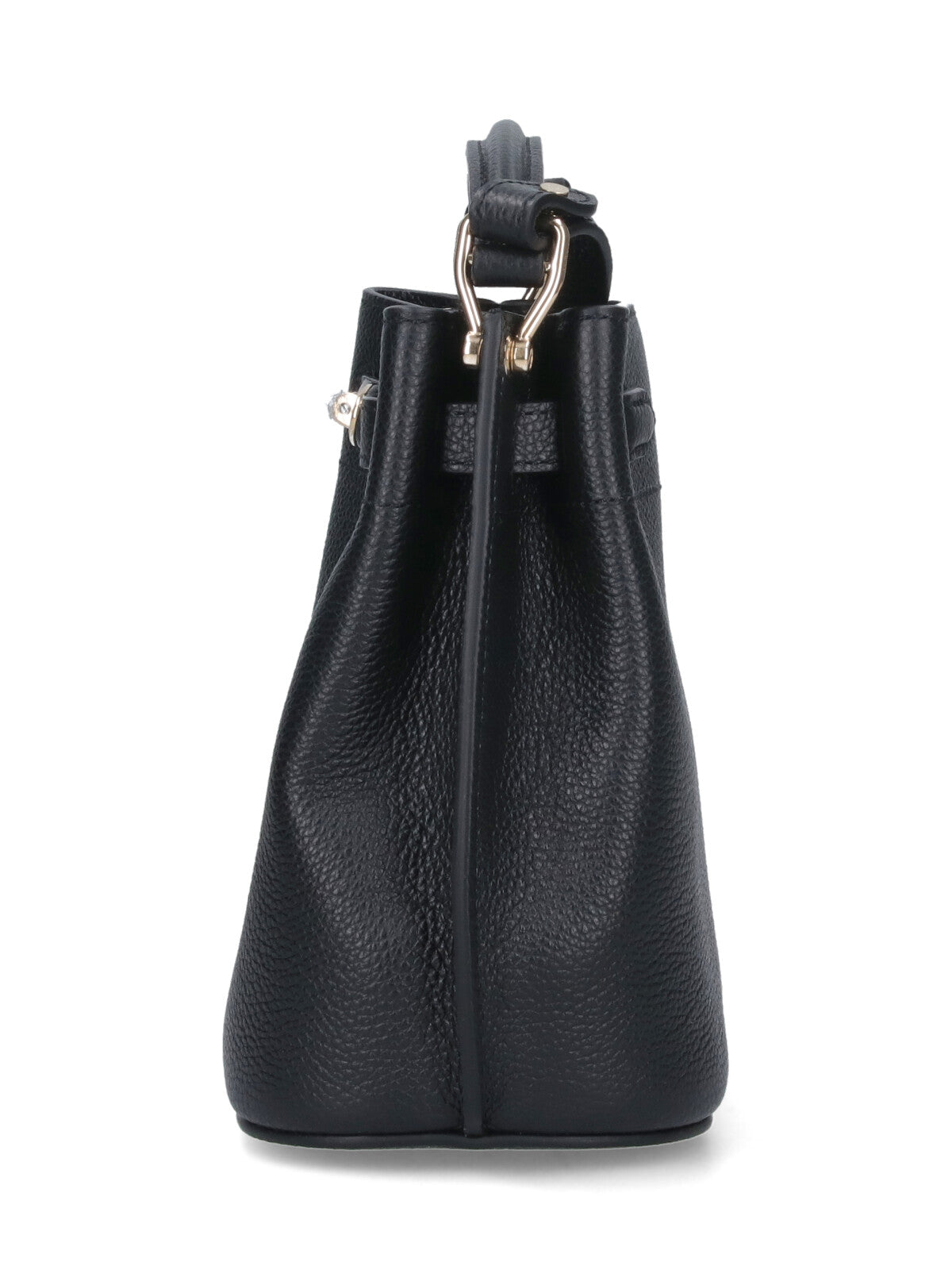 Mini Bucket Bag in Textured Black Leather