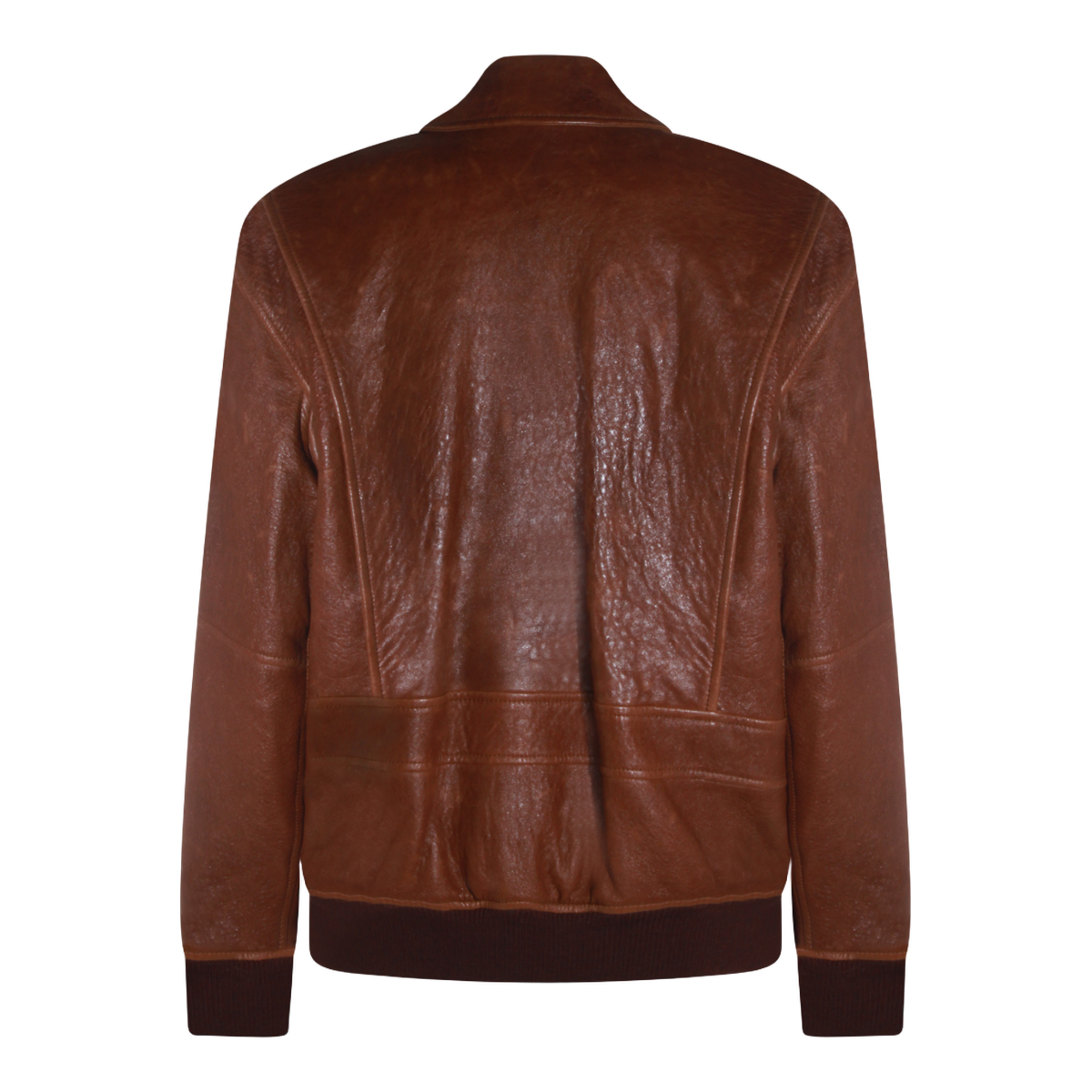 Rich Brown Leather Jacket With Textured Finish