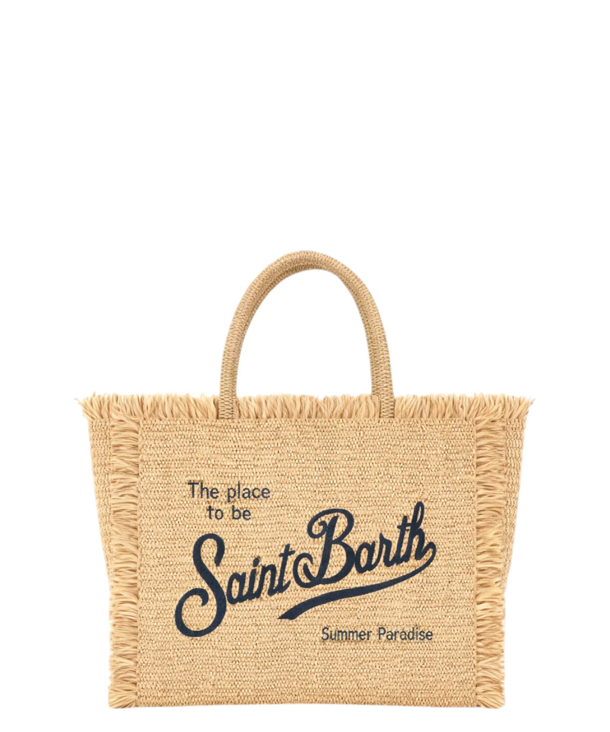 Rectangular Woven Tote Bag with Fringed Edges