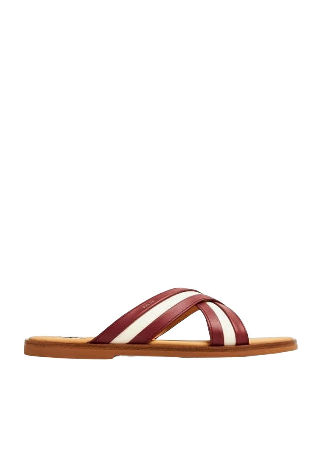 Burgundy Leather Mule with Crisscross Straps