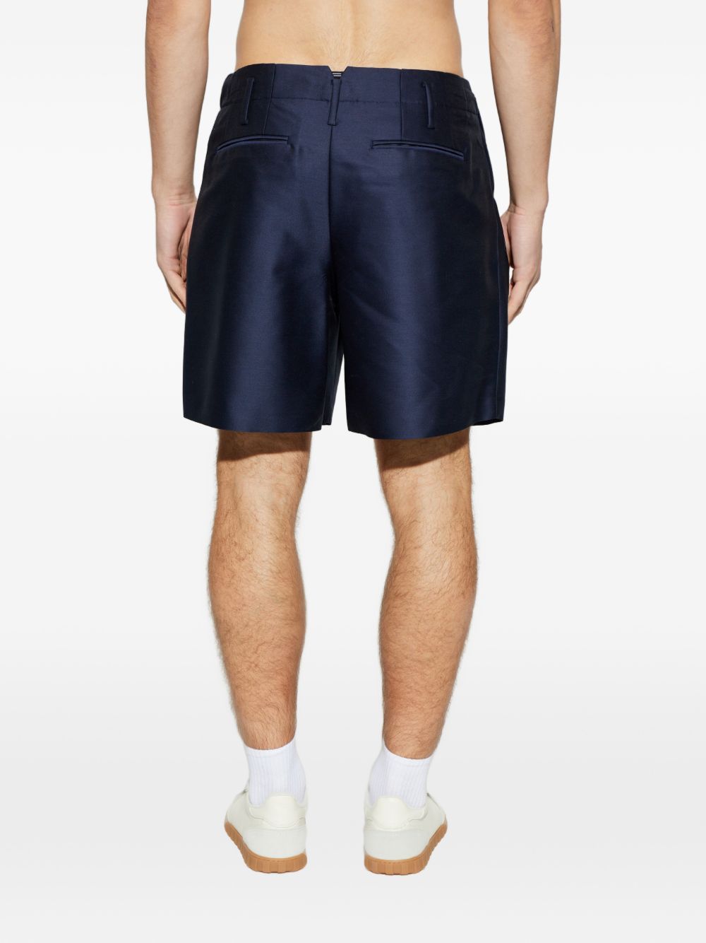 Tailored Blue Silk And Nylon Shorts