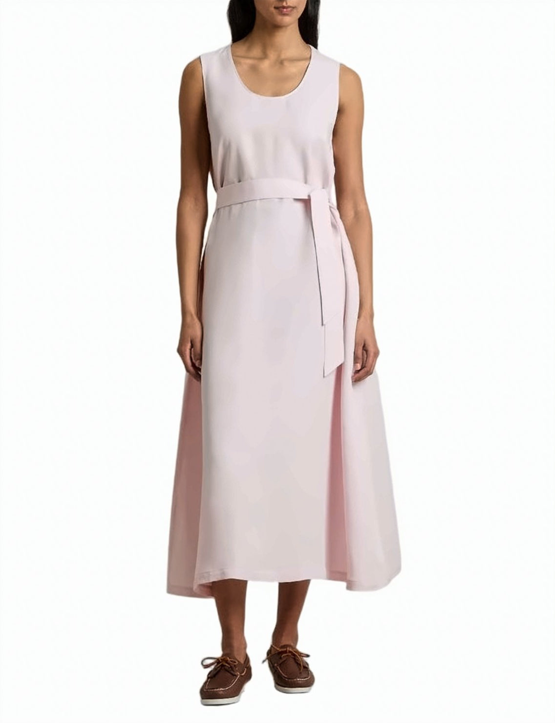 Linen Blend Sleeveless Round Neck Dress