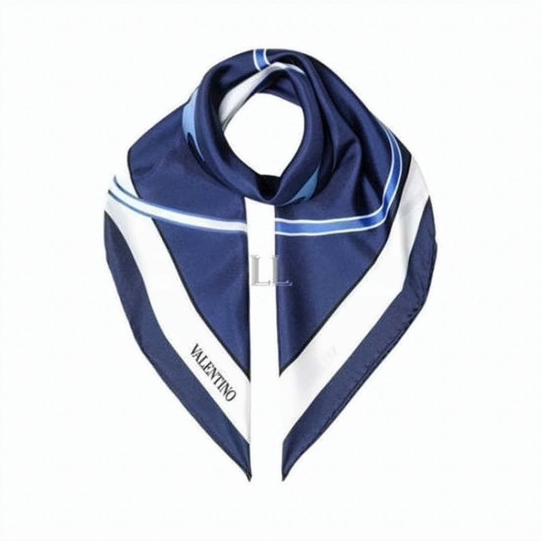 Triangular Silk Scarf with Geometric Borders