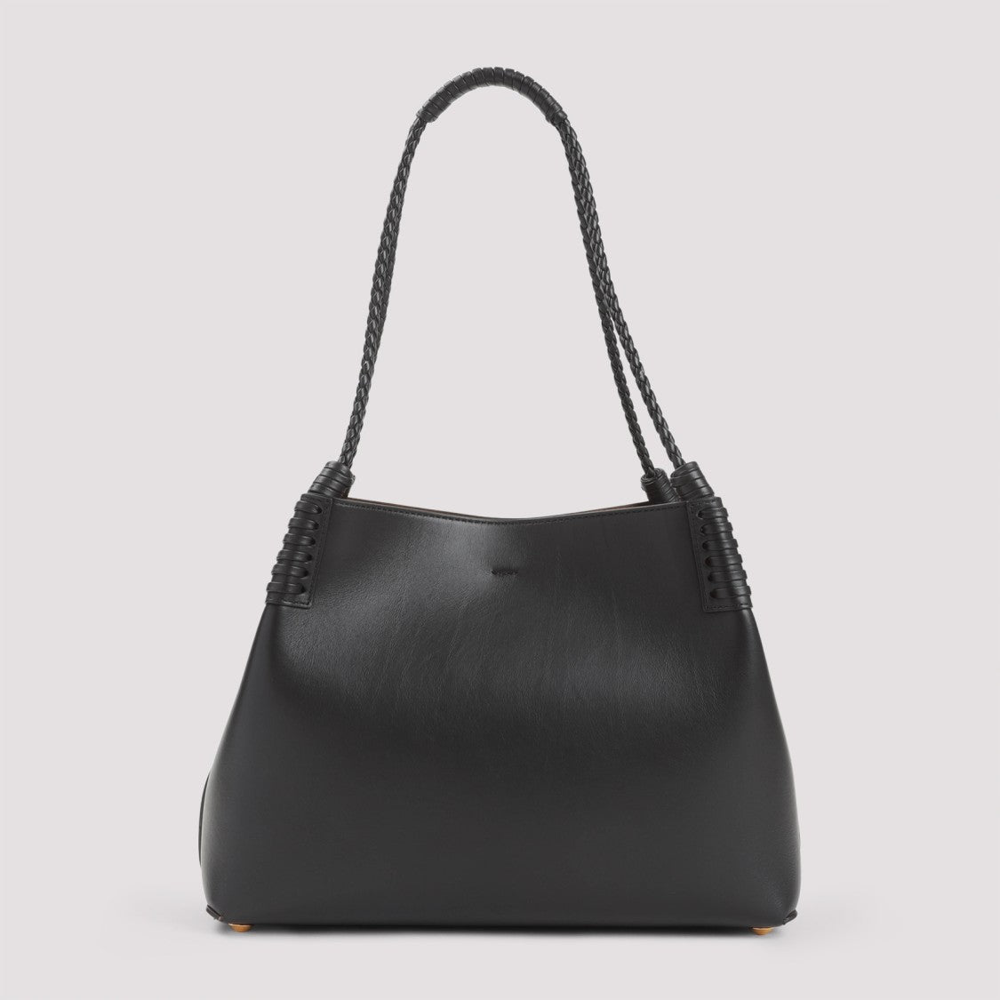 Black Leather Braided Strap Handbag