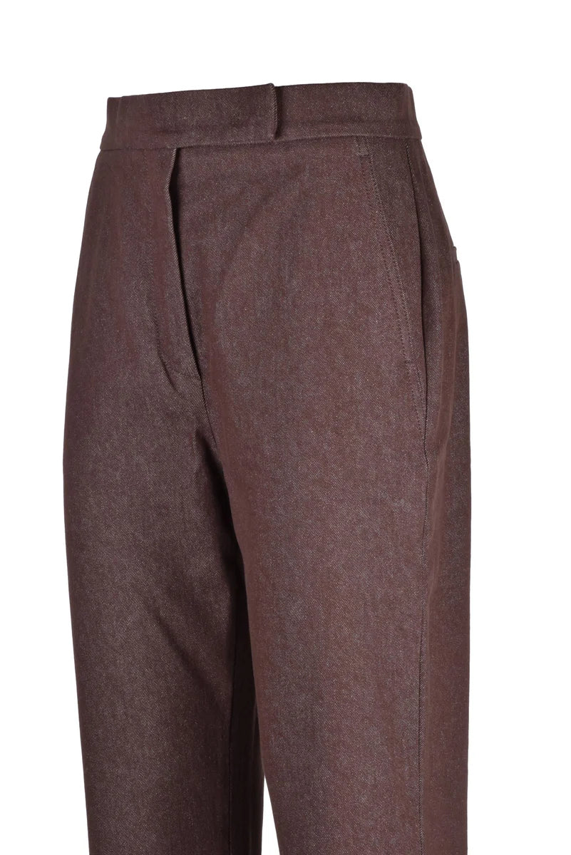 Brown Flared Trousers with High Waist