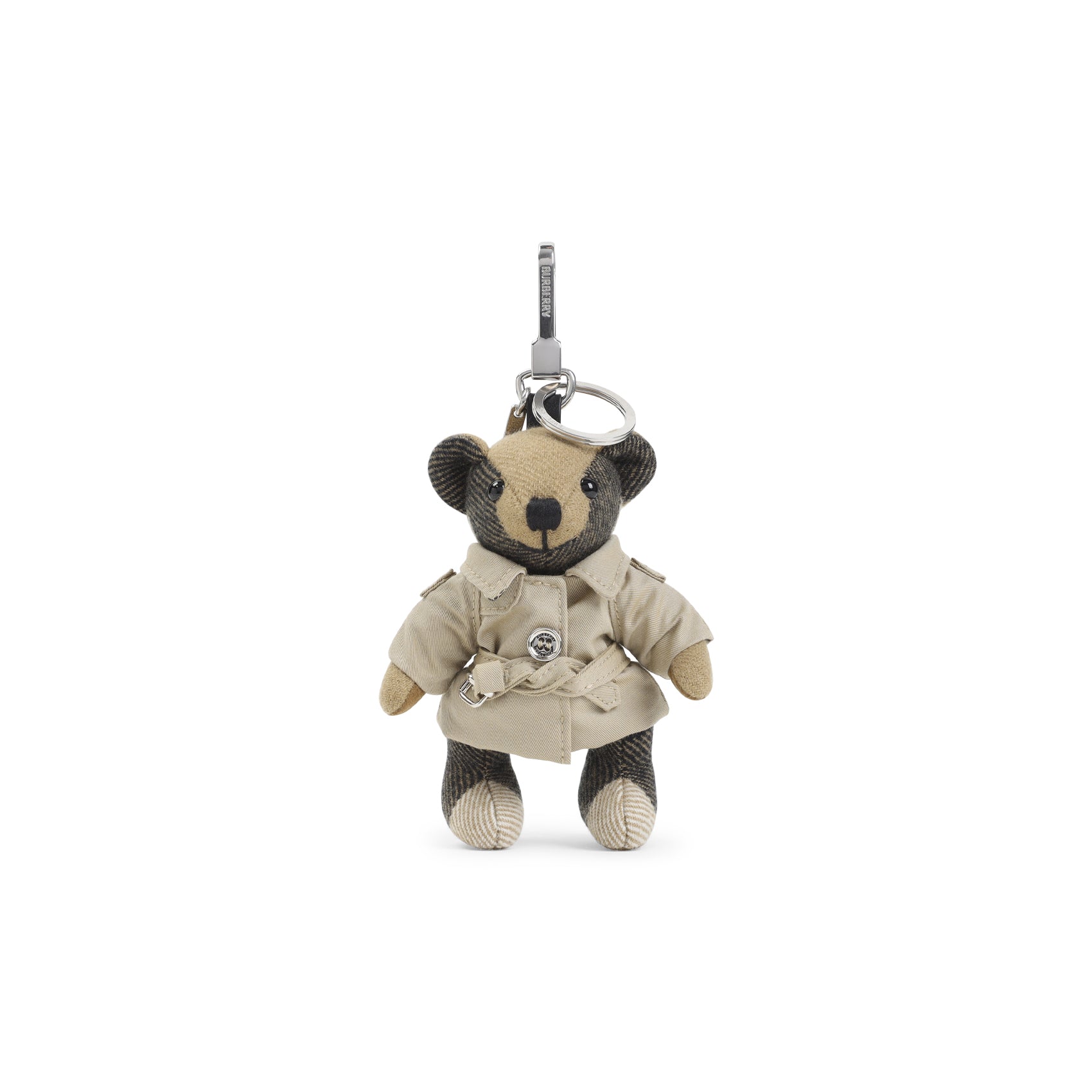 Trench Coat Teddy Bear Keychain in Cashmere