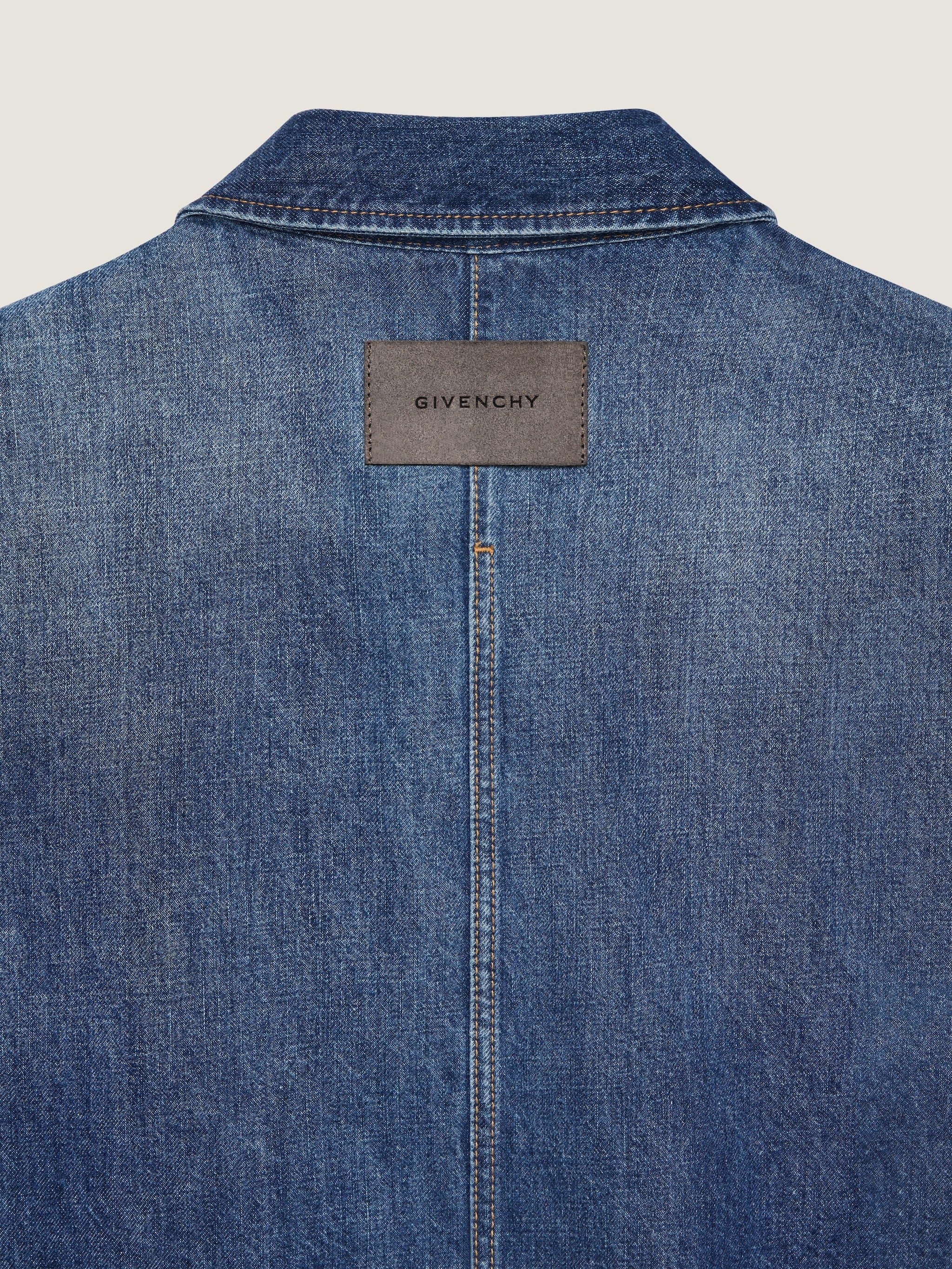 Medium Blue Denim Pointed Collar Overshirt