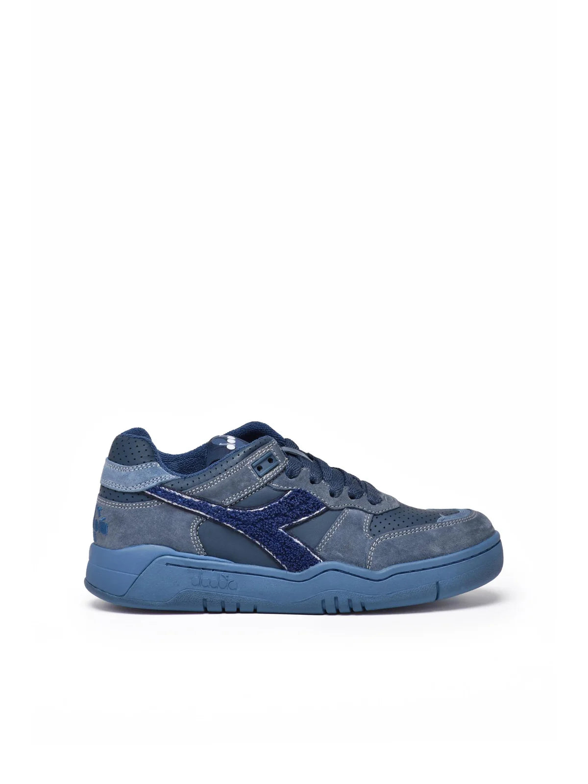 Blue Leather Terry Basket Sneakers