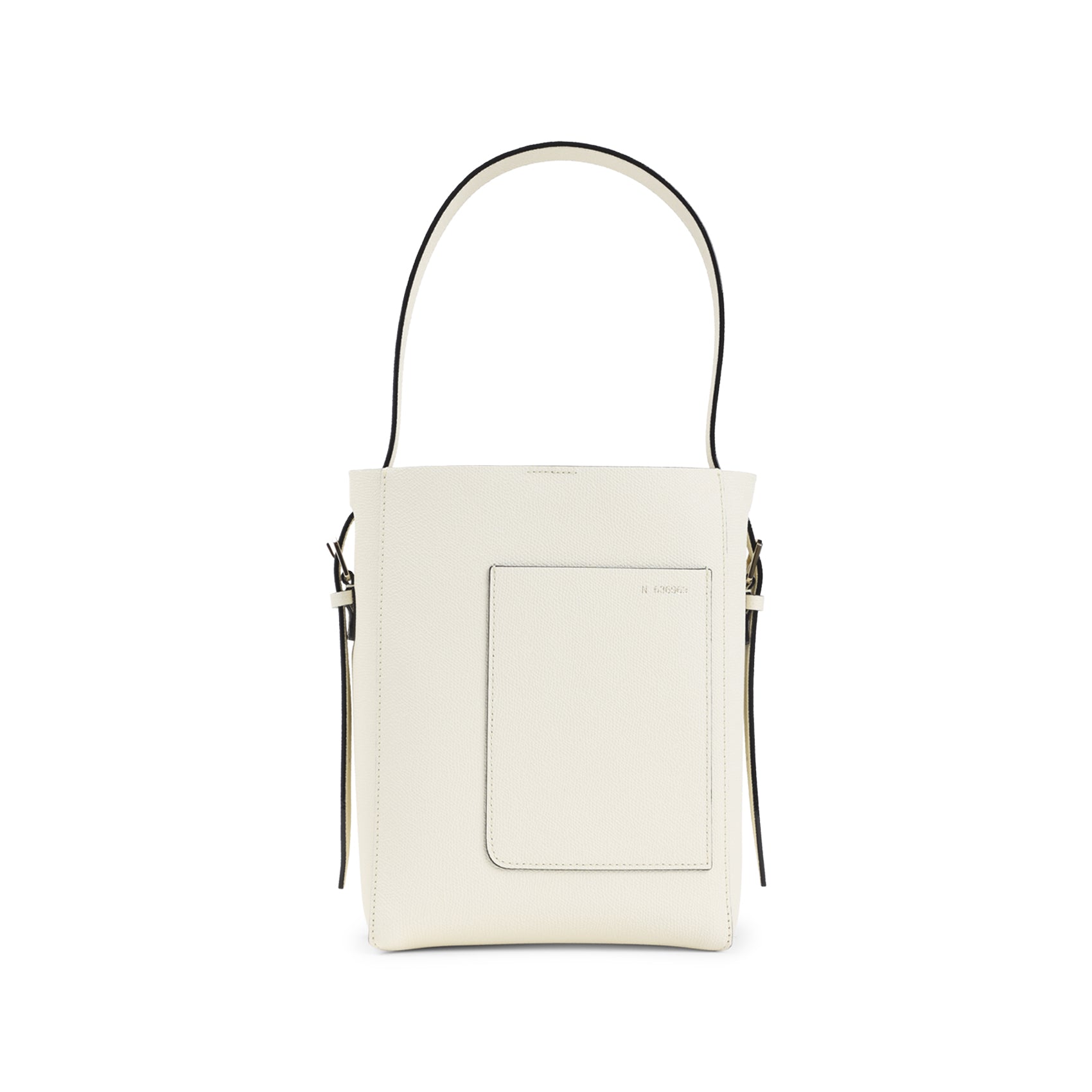Structured White Calf Leather Bucket Bag
