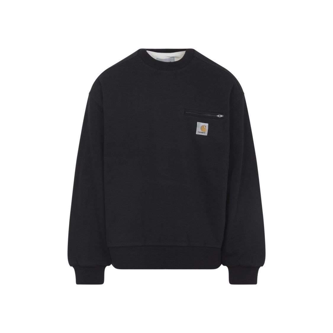 Crewneck Sweatshirt With Zippered Chest Pocket And Square Patch Logo