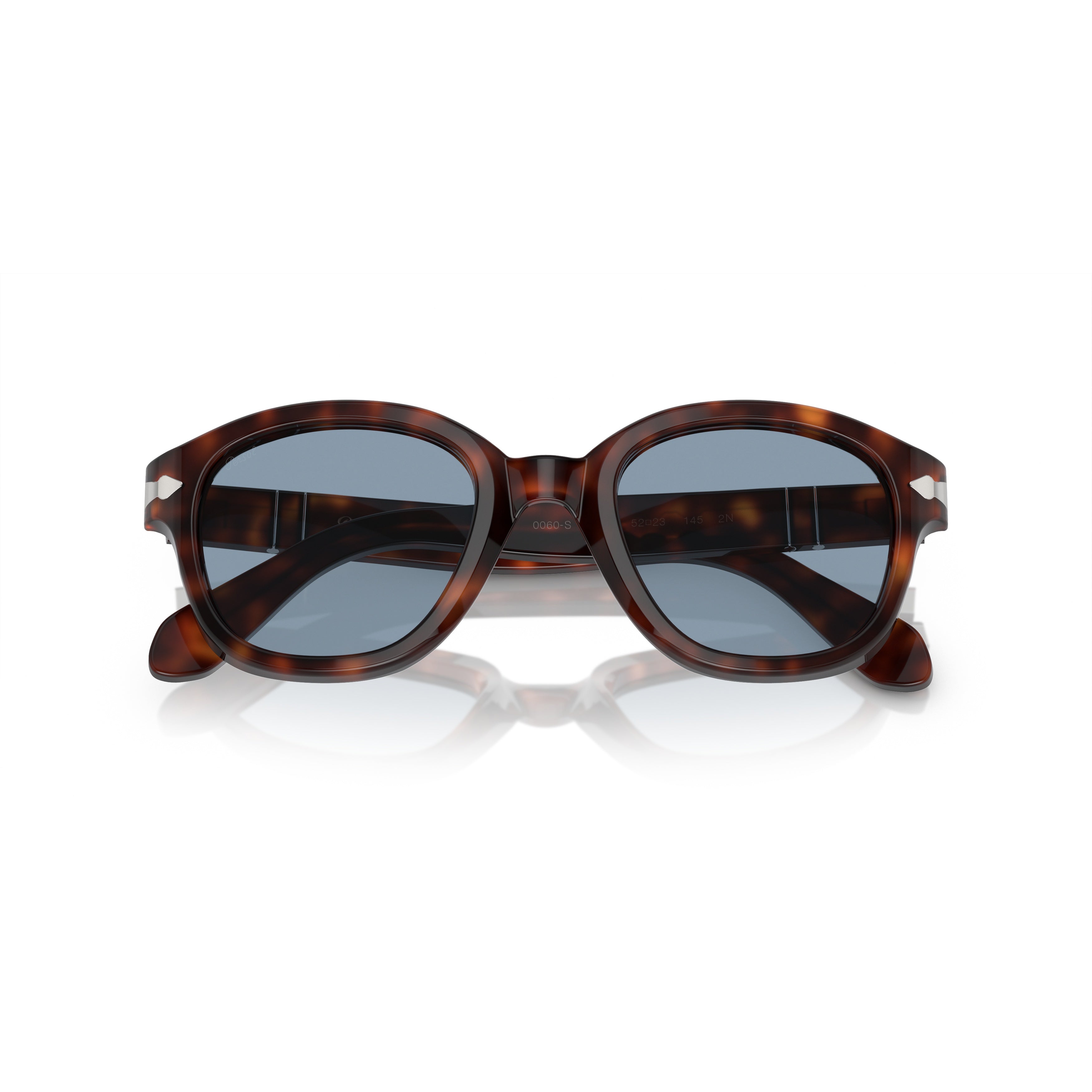 0po0060s Rounded Tortoiseshell Acetate Sunglasses with Silver Arrow Detail