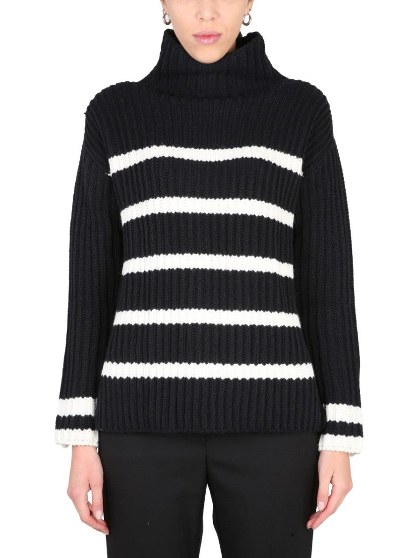 Chunky Knit Turtleneck With Ribbed Collar