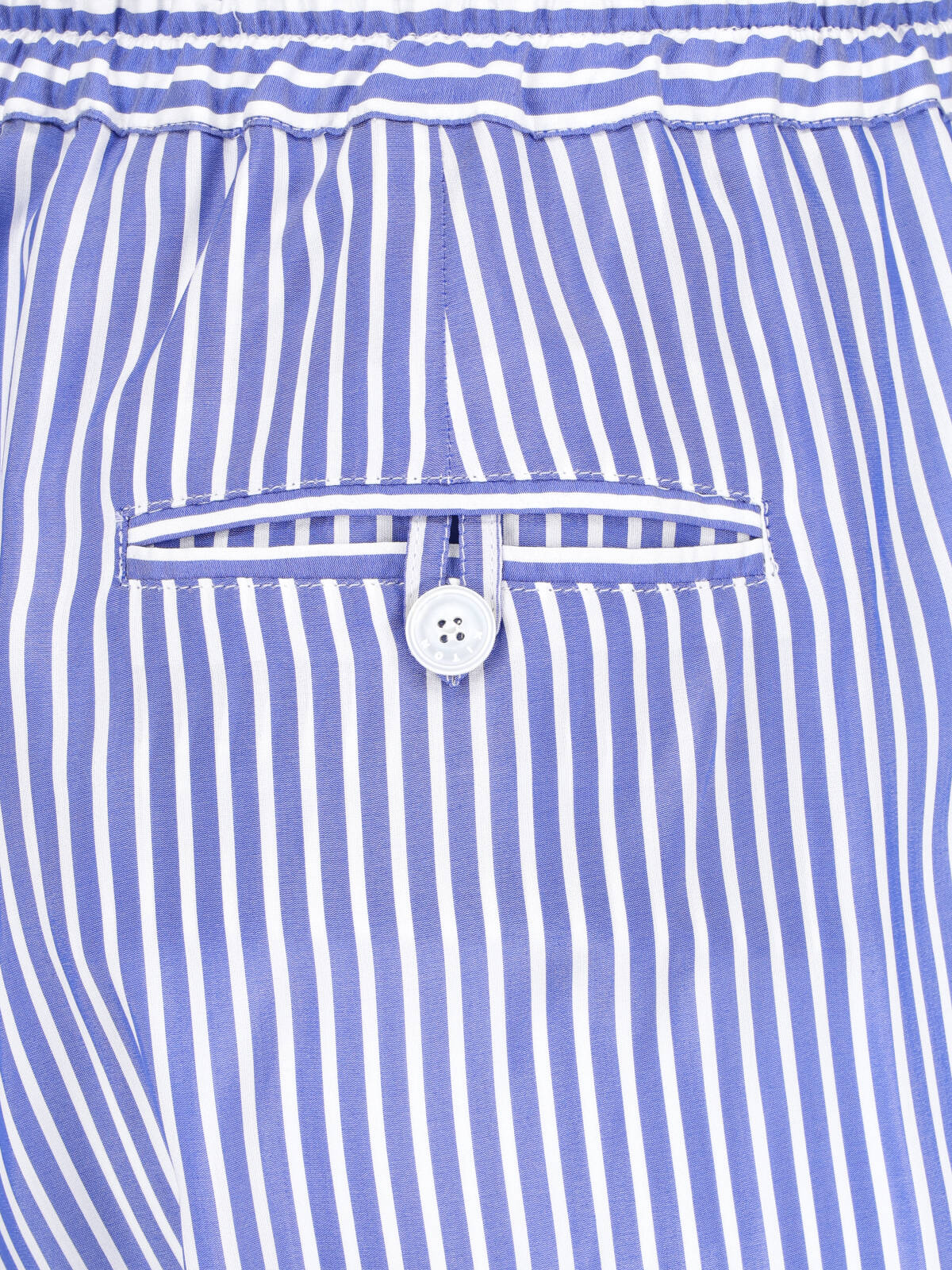 Light Blue Wide-Leg Striped Silk Trousers