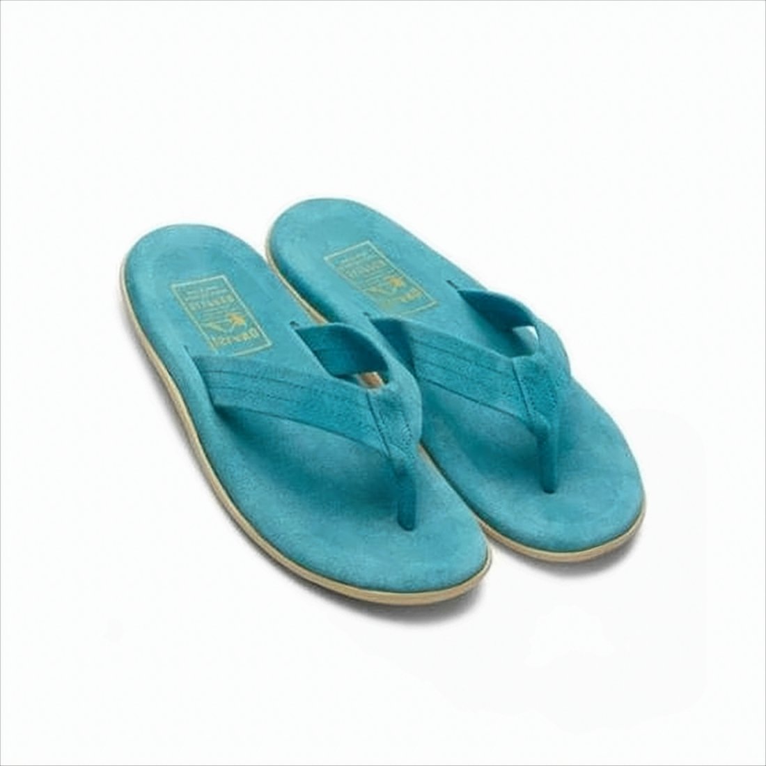 Turquoise Suede Slip-On Sandals with Cushioned Footbed