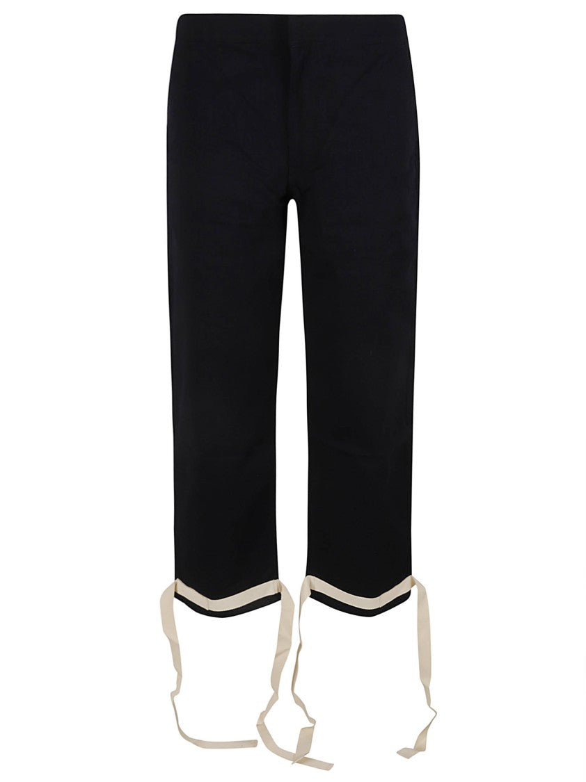 Cropped Black Trousers With Straight Leg
