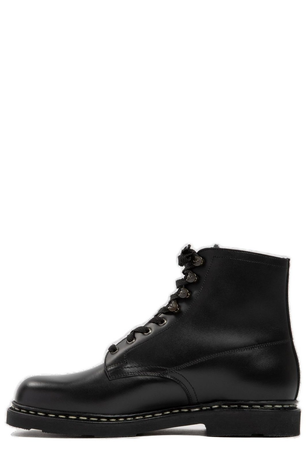 High-Top Leather Boots with Lace-Up Design