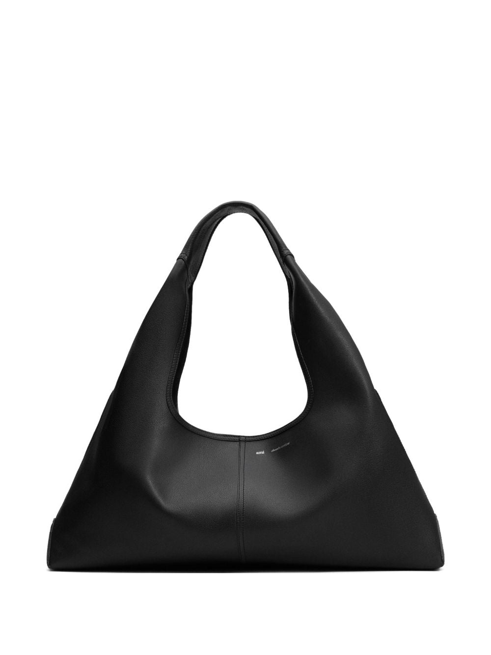 Black Leather Trapezoid Bag