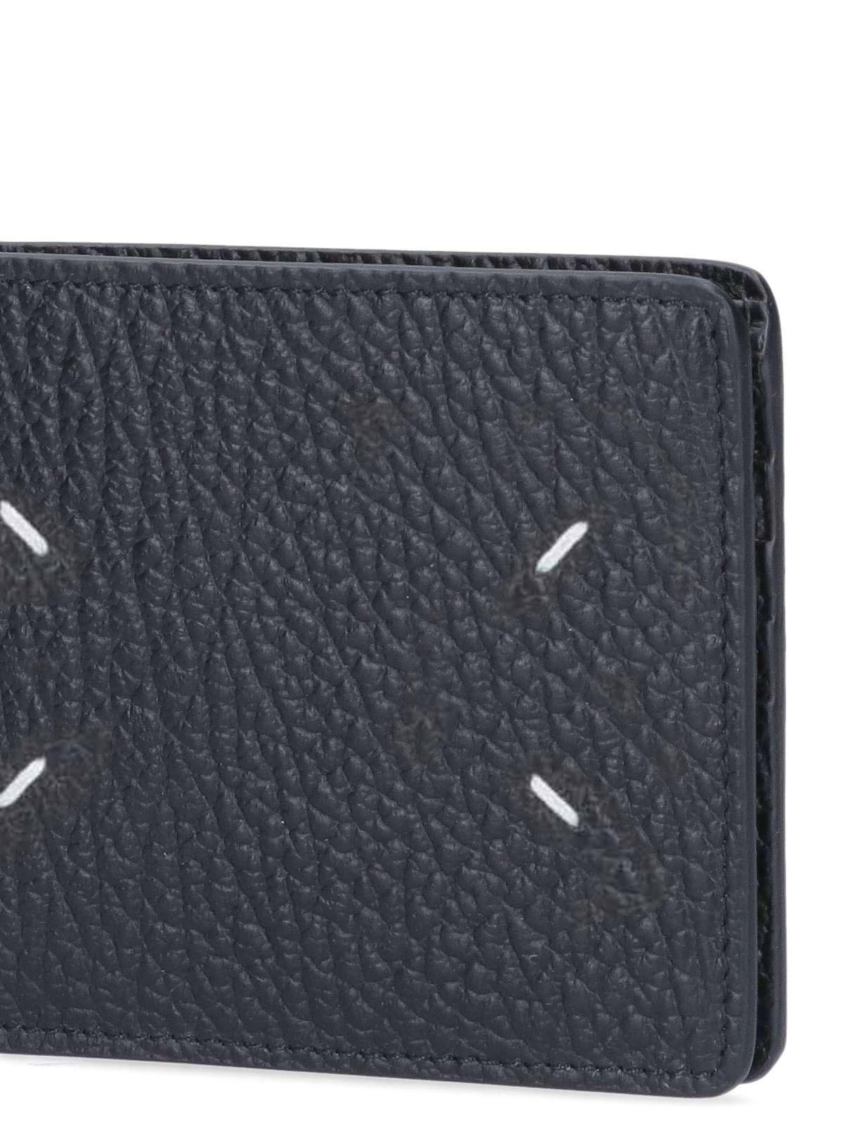 Textured Black Calfskin Bi-Fold Wallet