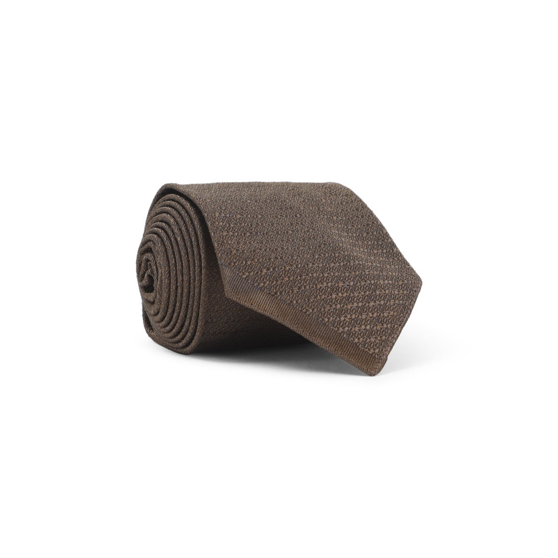 Textured Silk Necktie In Muted Brown Tone