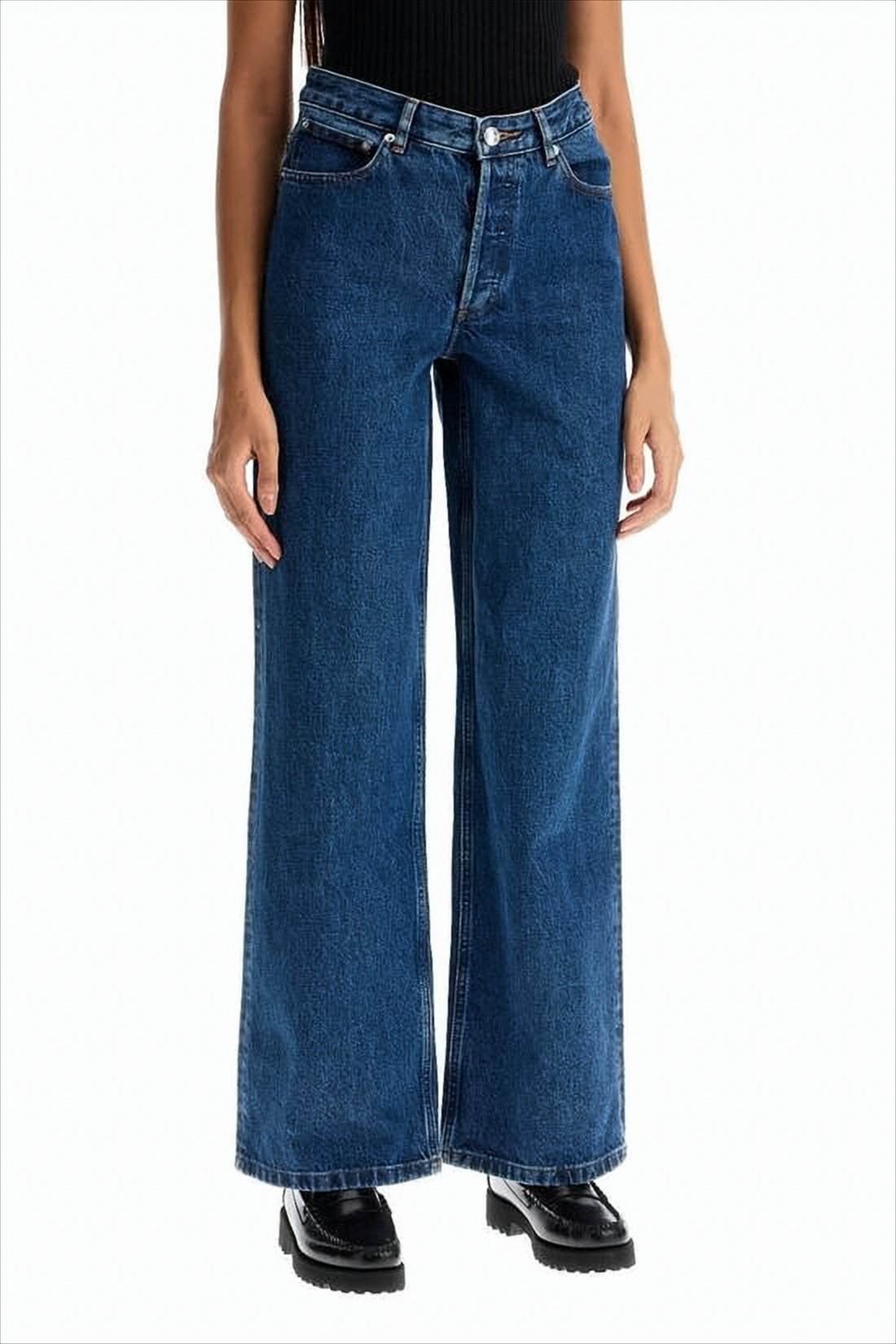 High-Waisted Wide-Leg Denim Pants