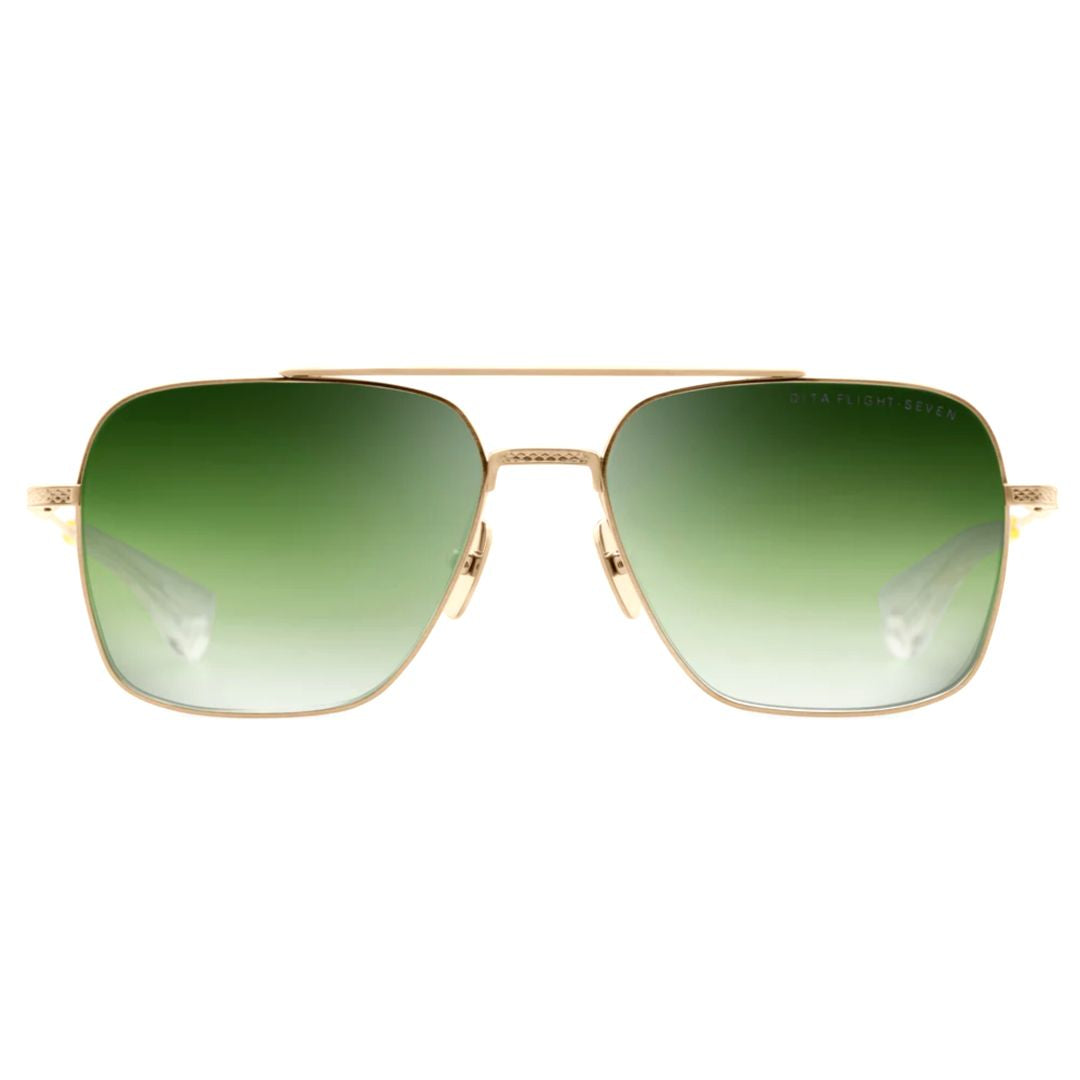 Flight-Seven Rectangular Dark Lenses with Gold Metal Frame