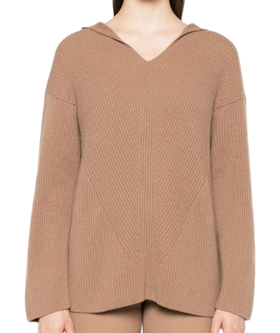 Ribbed Knit Sweater with Chevron Pattern