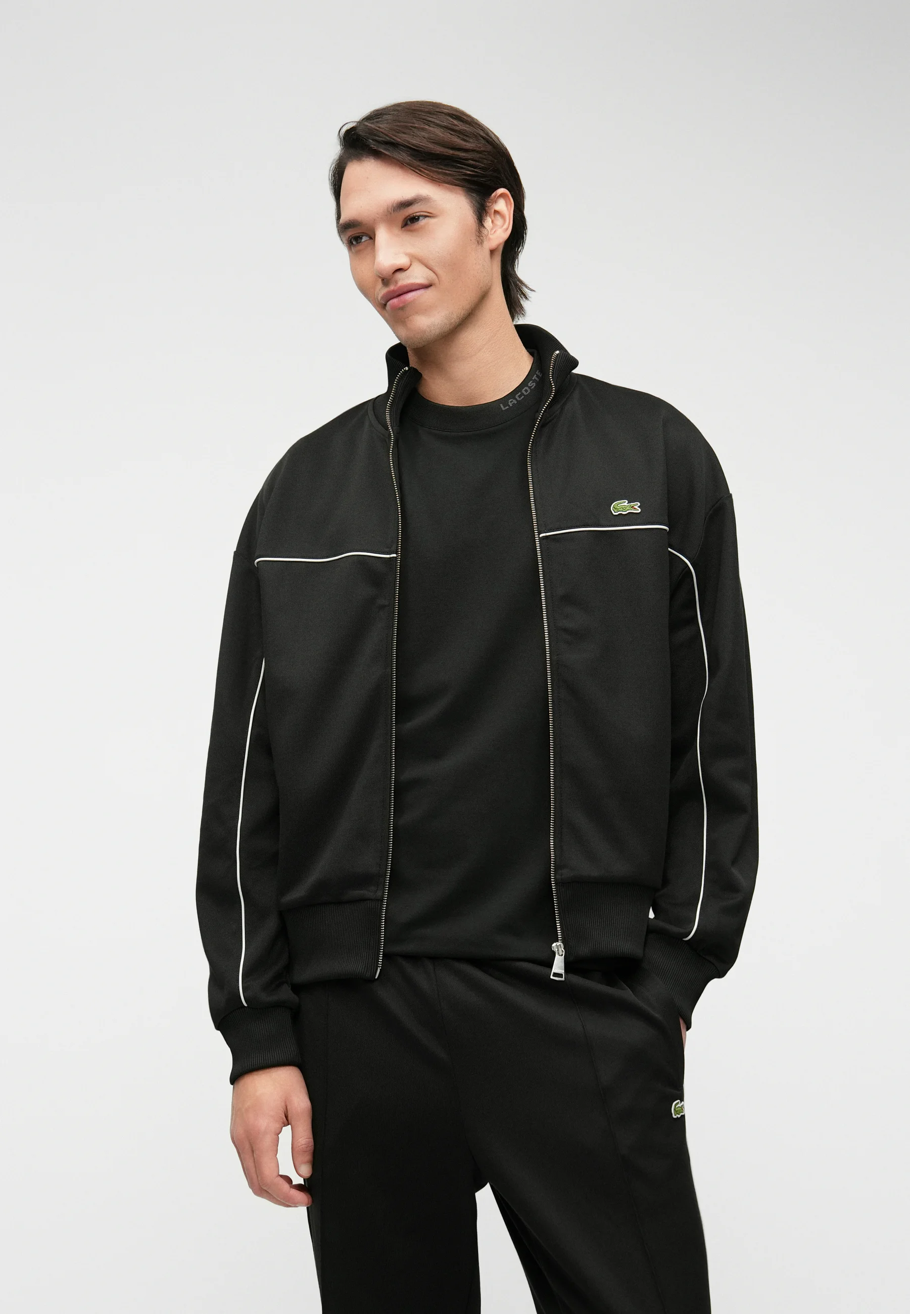 Black Cotton Zip Up Sweatshirt