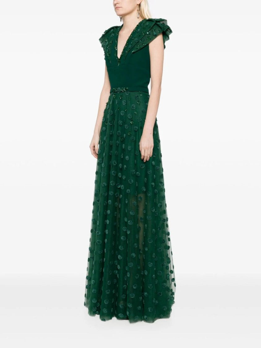 Beaded Tulle Dress With Polka Dots