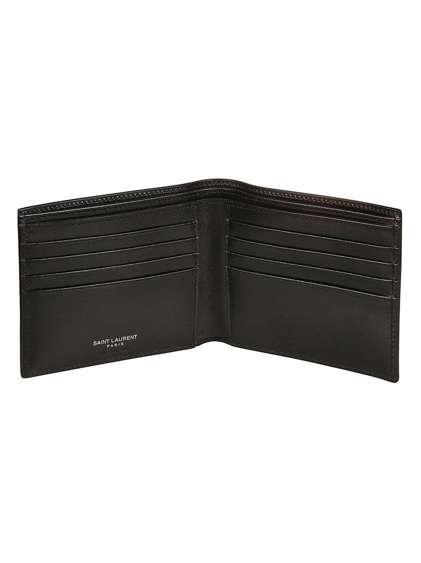 Minimalist Black Calfskin Wallet With Prominent Logo