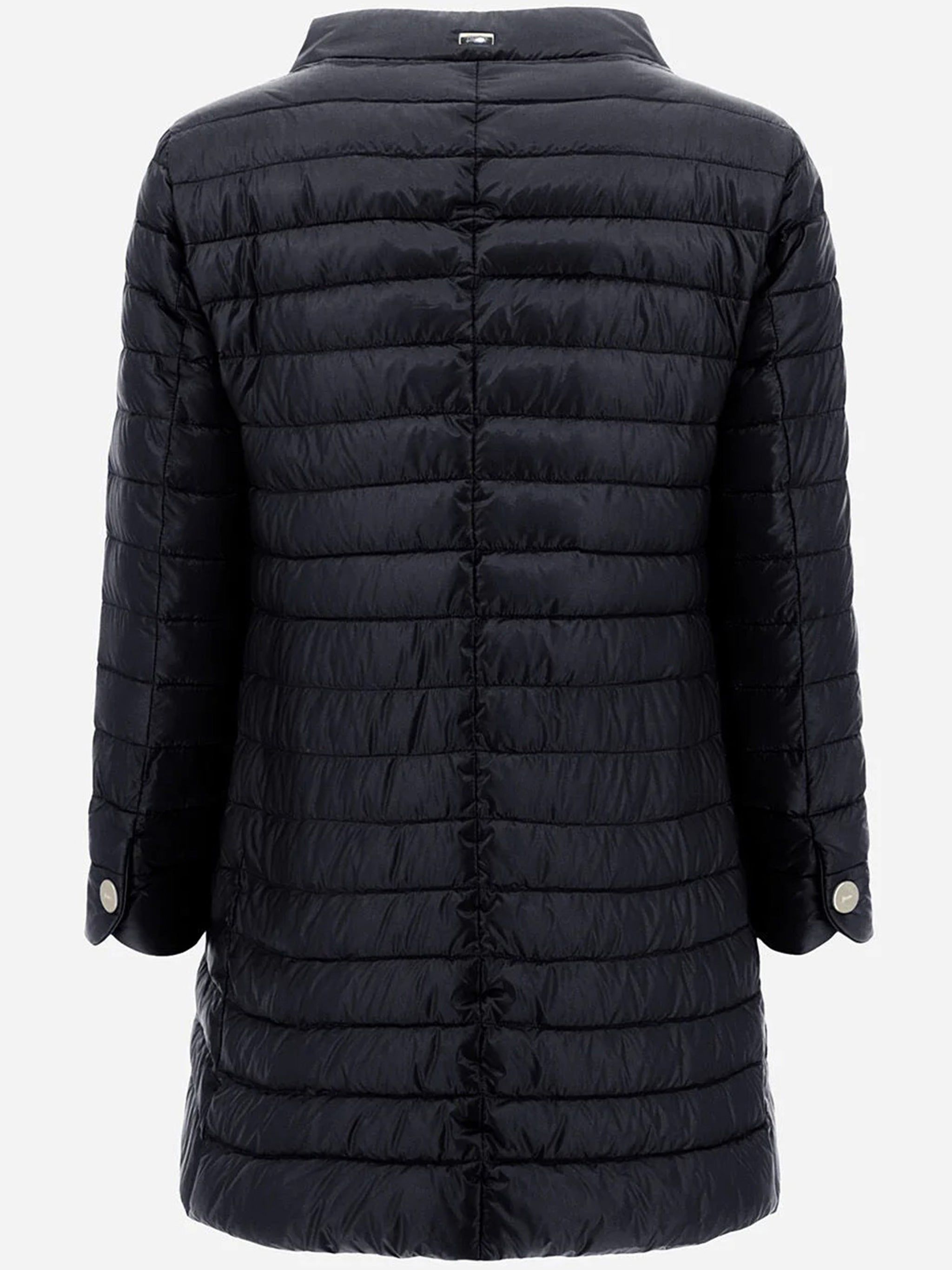 Black Piumino Lightweight Quilted Flared Jacket
