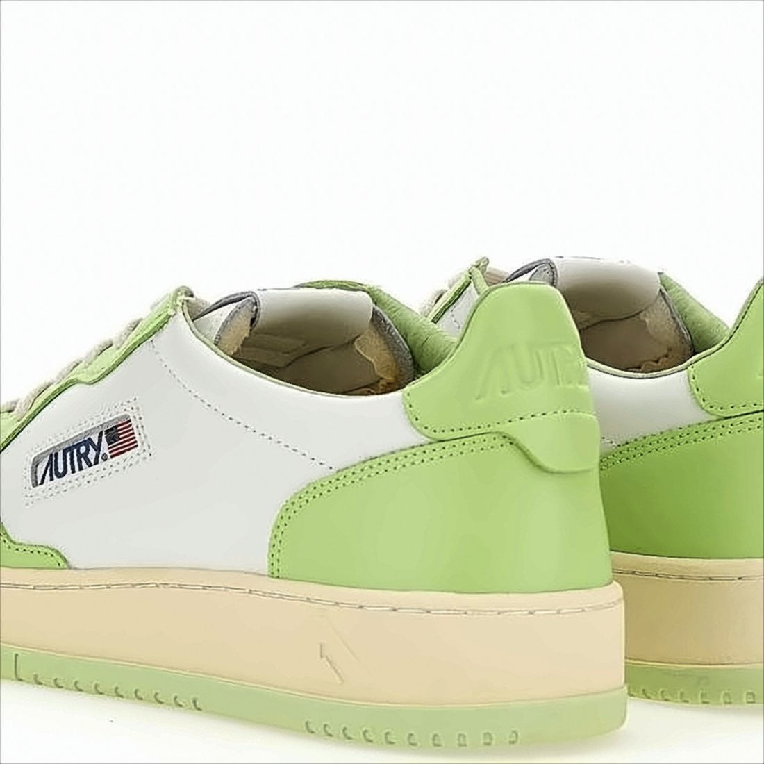 Low-Top Sneakers with Perforated Toe Box and Leather Panels