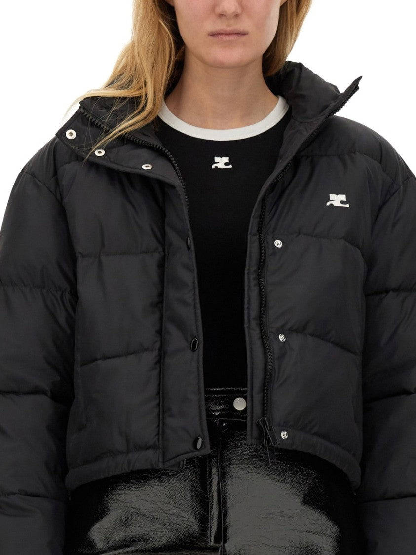 Cropped Down Jacket With High Collar