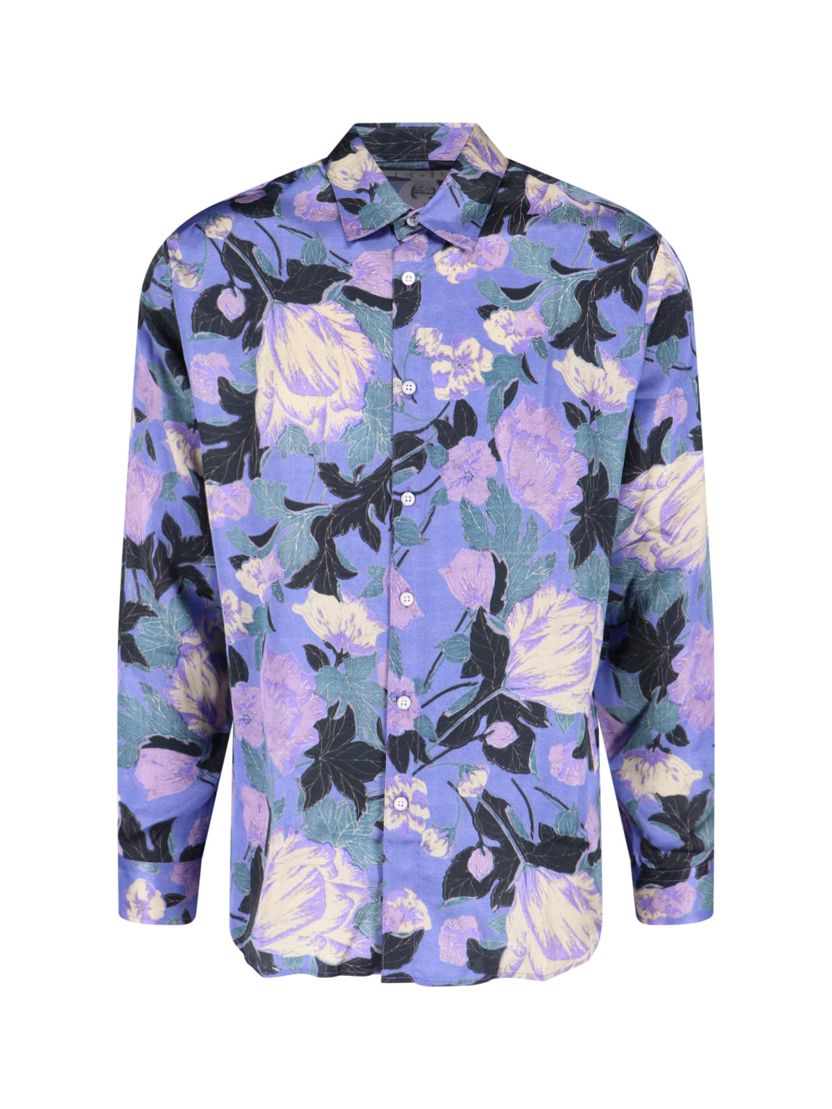 Floral Pattern Viscose Shirt With Classic Collar