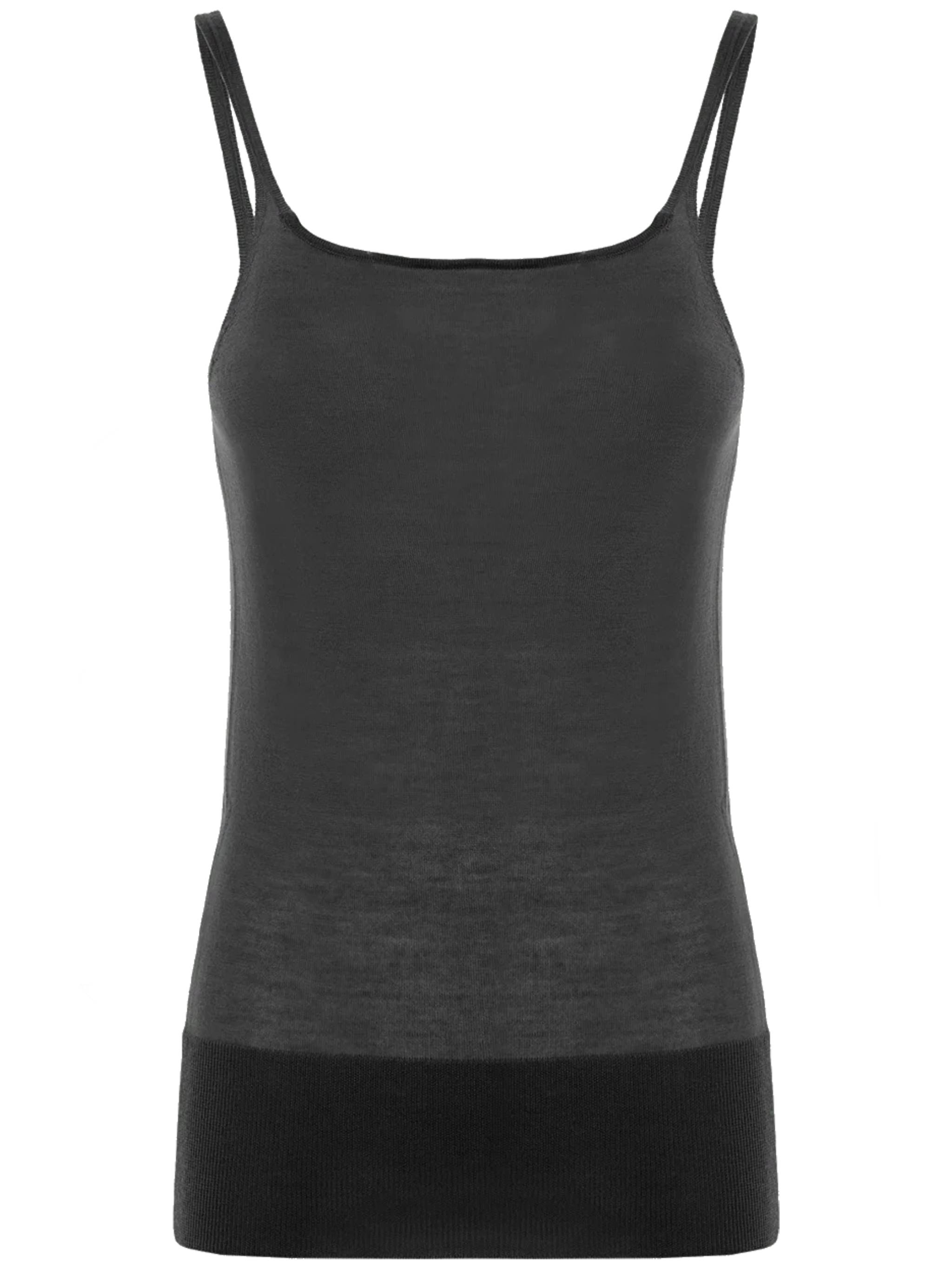 Black Canottiera Fitted Cashmere Tank Top