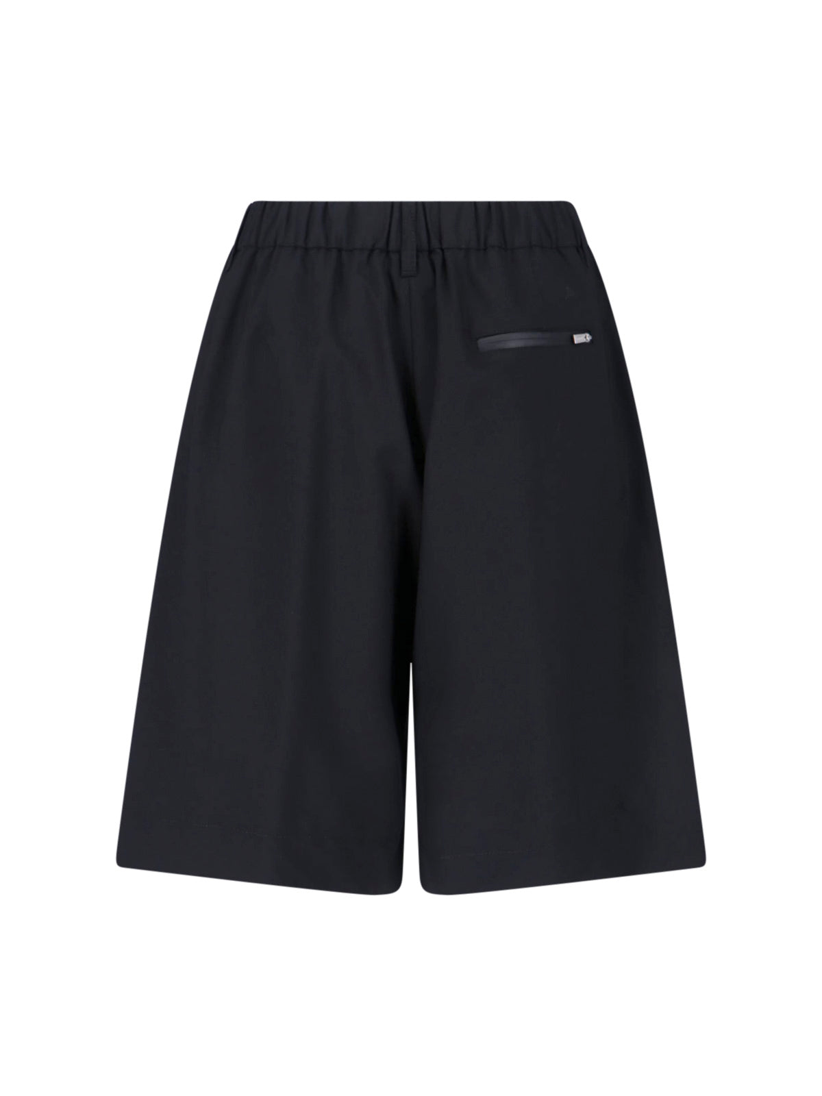 Black Wool-Blend Elastic Waistband Shorts