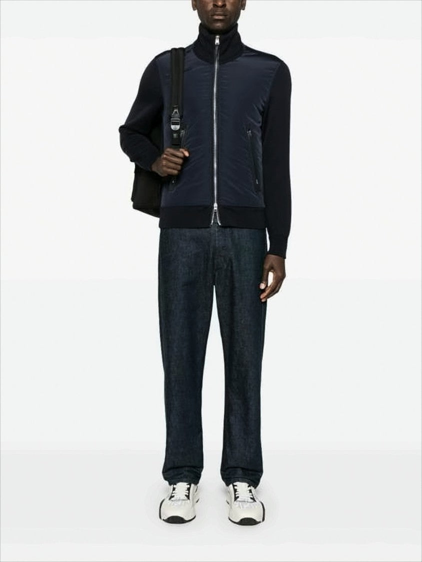 Black Zip Jacket with Ribbed Details