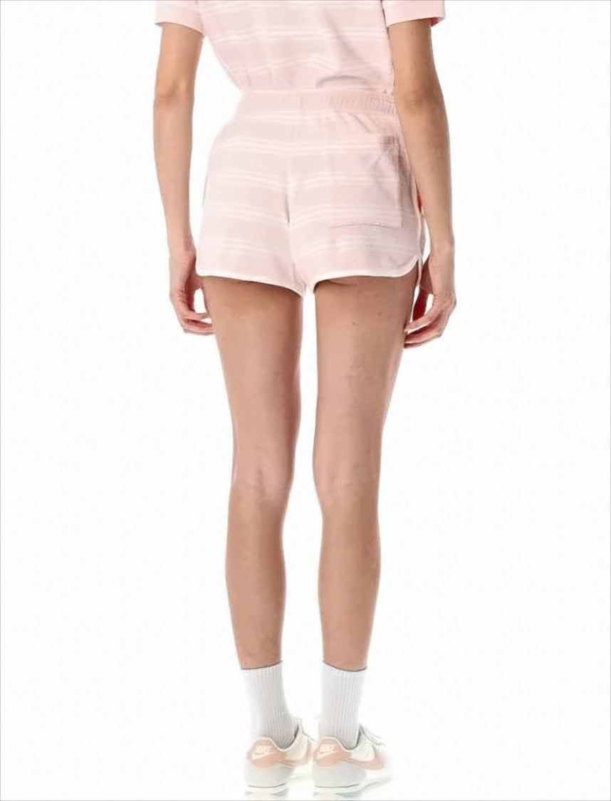 Pastel Pink Cotton Shorts with White Stripes