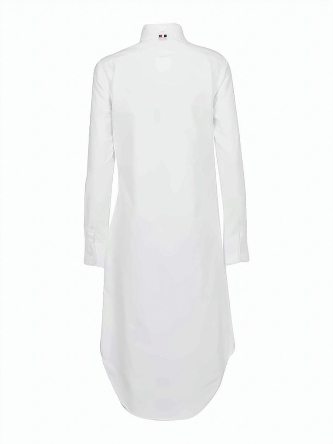 Midi-Length Shirt Dress with Classic Collar and Curved Hem