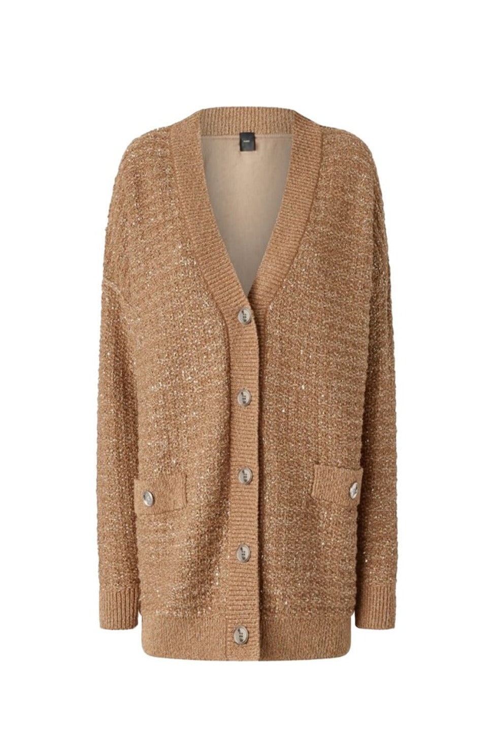 Textured Knit Sweater With Deep V-Neckline
