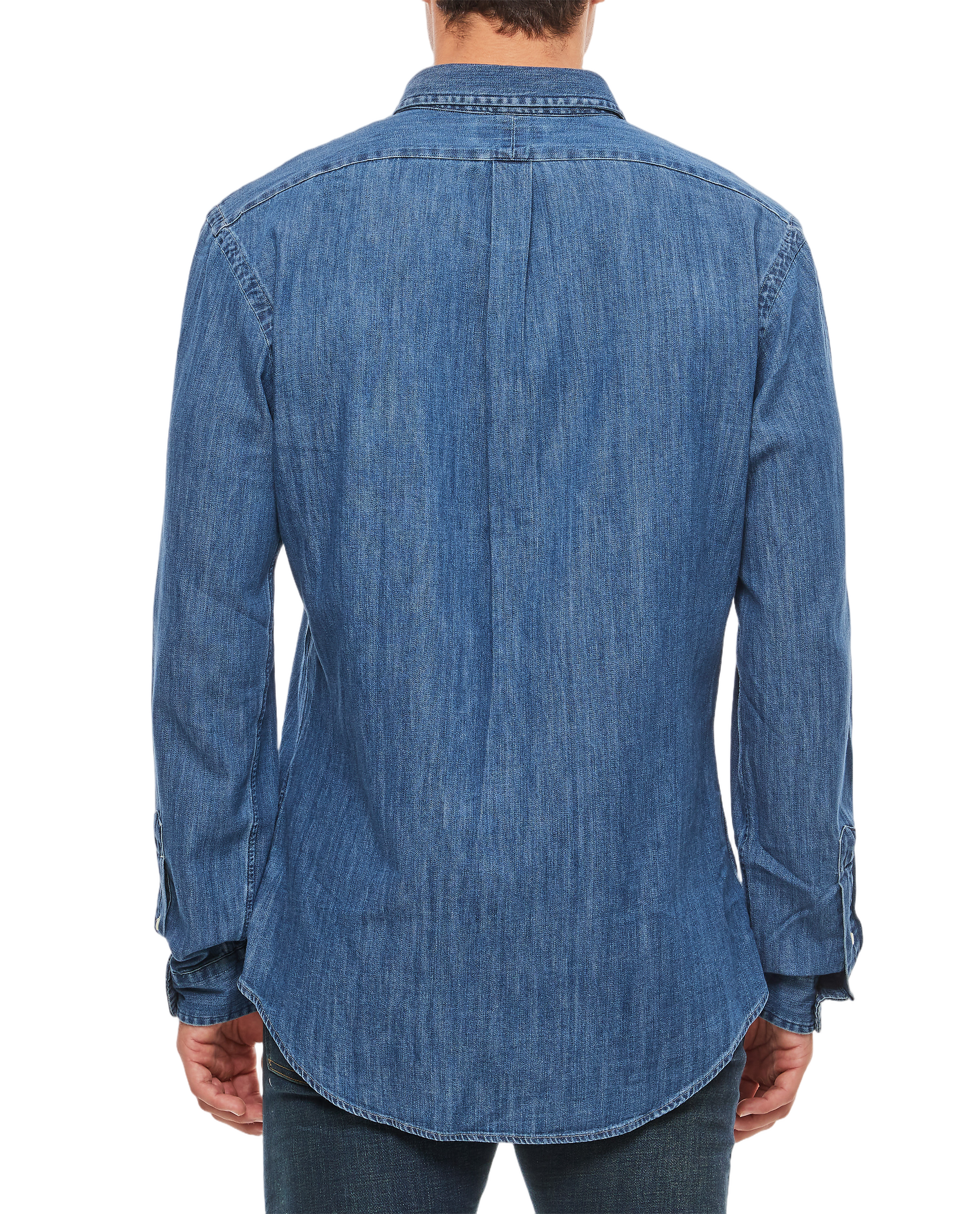 Classic Button-Down Denim Shirt With Embroidered Logo