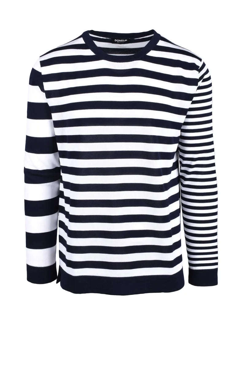 Cotton Pullover Sweater with Striped Pattern