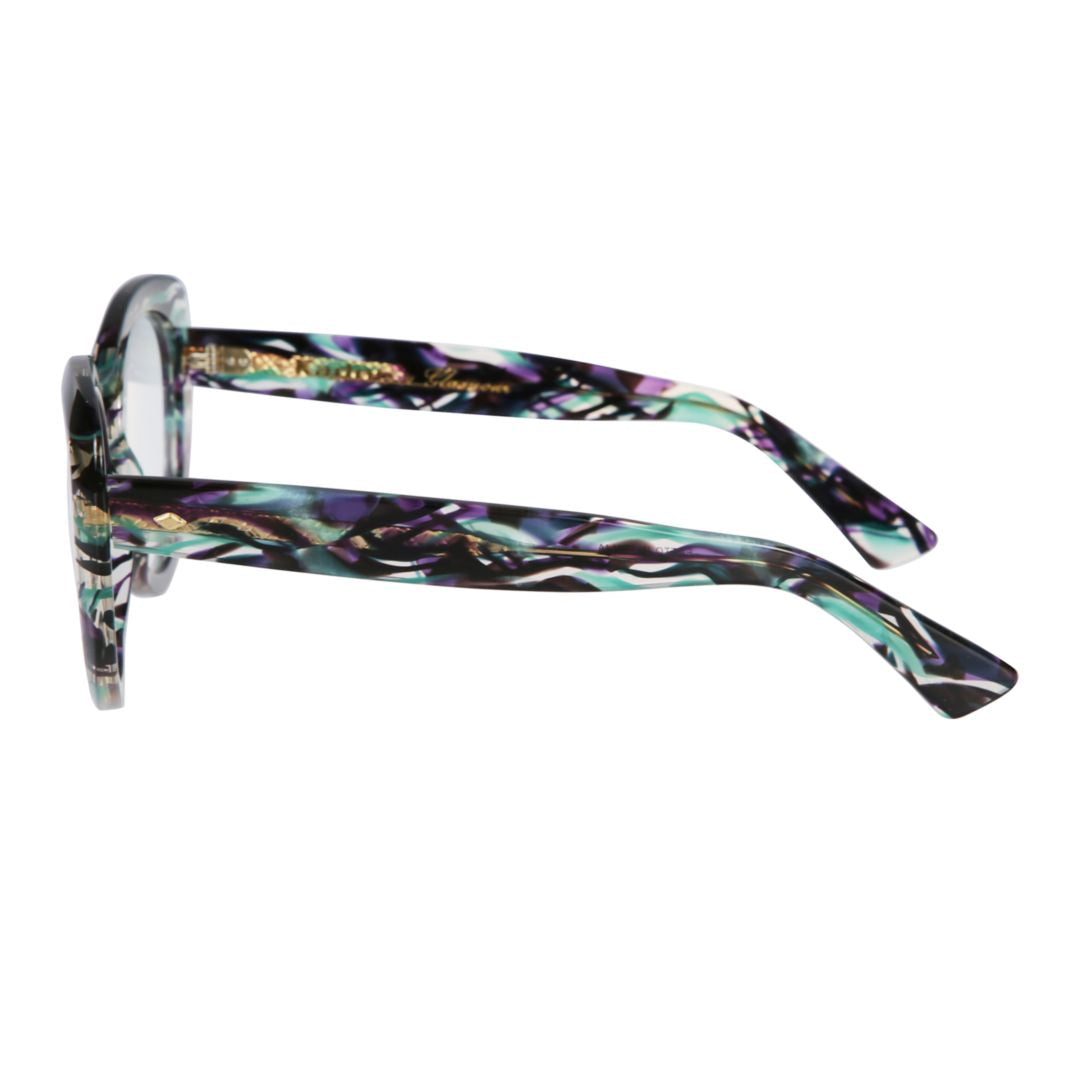 Sophia Glamour Bold Rounded Frame Sunglasses with Marbled Design