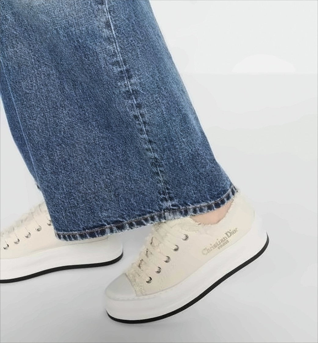 Low-Top Sneakers with Frayed Detail and Reinforced Toe Cap