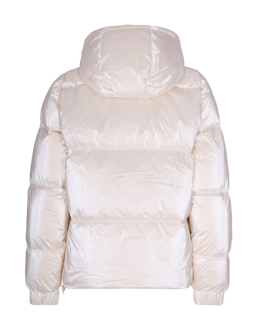 Quilted Down Jacket With Pearlescent Finish And Hood