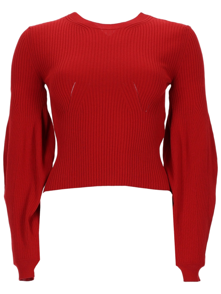 Ribbed Knit Jumper with Balloon Sleeves