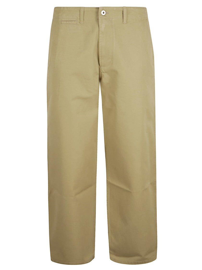 Straight-Leg Cotton Trousers With Button Closure