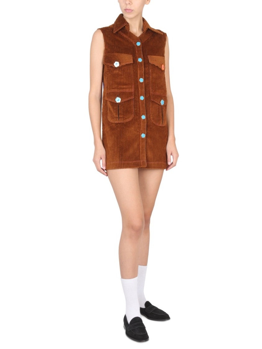 Sleeveless Mini Corduroy Dress